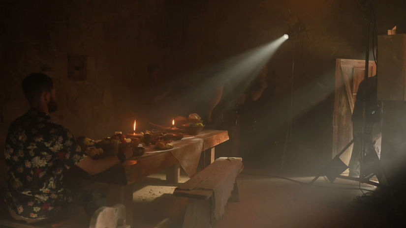 To The Hilt BTS indoor shot
